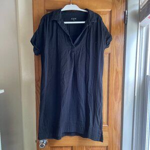J. Crew- Black Short Sleeve Crinkle Gauze Dress- Size XLTall